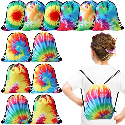 Shappy Tie Dye Party Favor Bags Drawstring Gift Bag Set