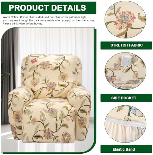 CRFATOP 4-Piece Recliner Slipcover with Pockets