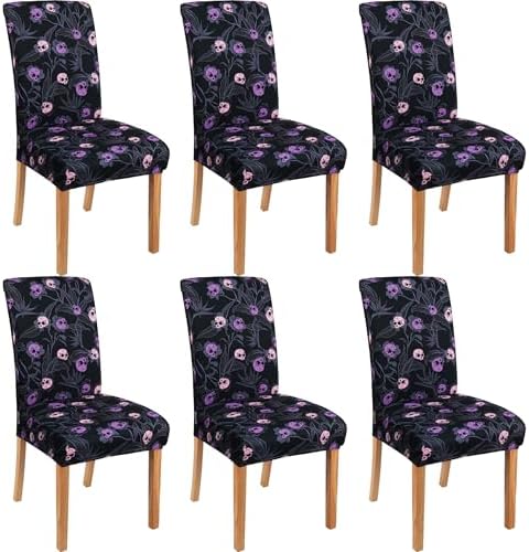 Halloween Goth Skull Chair Covers Set of 6 for Dining Room