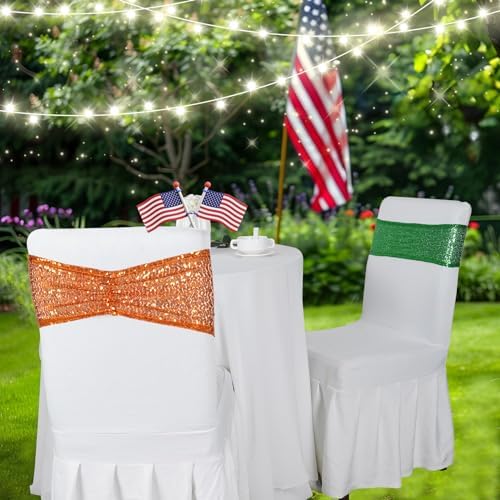 Eternal Beauty Orange Sequin Chair Bands Set of 10