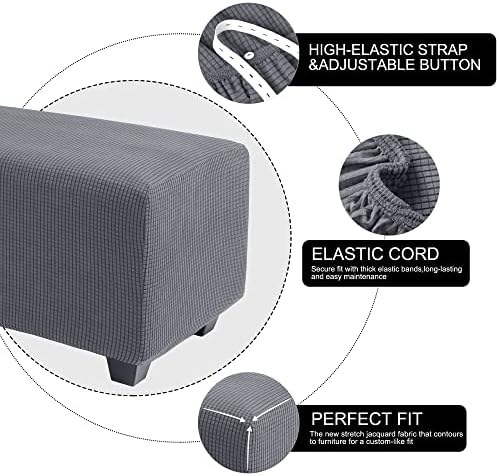 PiccoCasa High Stretch Ottoman Cover Large Dark Gray