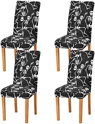Kigai Dancing Skeletons Chair Covers Set of 4 for Dining Room