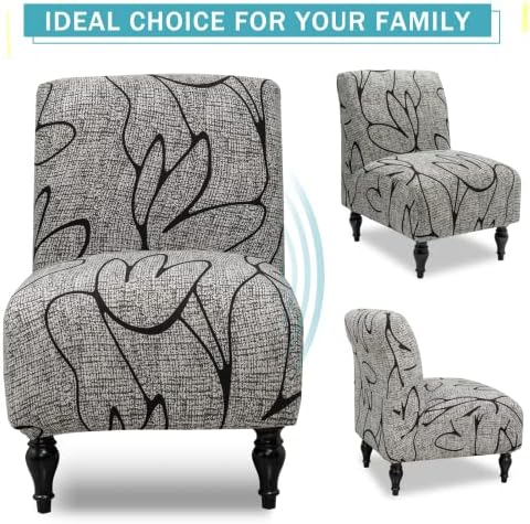Iauddy Armless Accent Chair Slipcover Stretch Spandex Non-Slip Removable Cover in GreyBlack