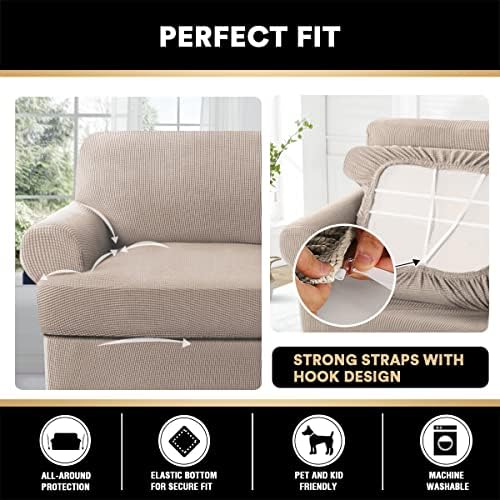 PrinceDeco T Cushion Sofa Slipcover 4 Piece Set