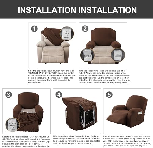 Genina Recliner Chair Covers for Pet and Kid Protection