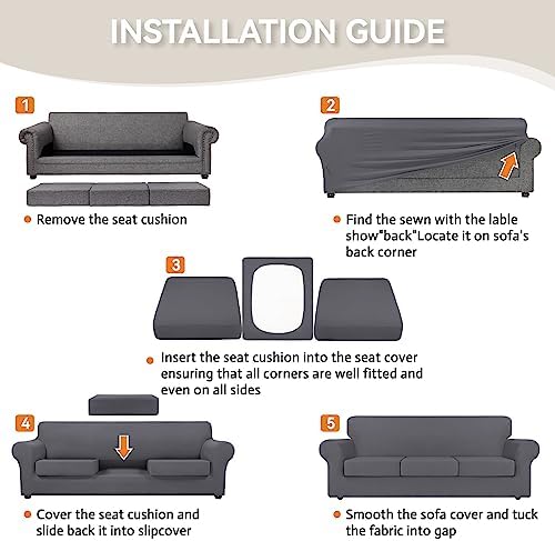 KEKUOU 4 Piece Stretch Couch Covers Pet Friendly Washable