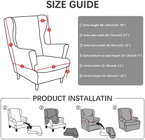 Waterproof Wingback Chair Cover 2 Piece Set