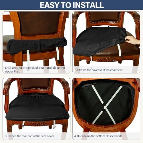 CZL Dining Chair Covers Set of 4 Zipper Black Slipcovers