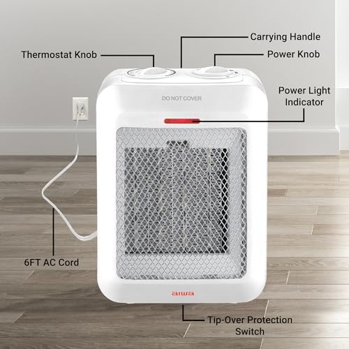 Aiwa Small Ceramic Room Heater with Overheat and Tip Over Protection 1