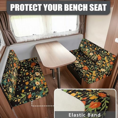 Colorful Flowers Print RV Dinette Cushion Covers