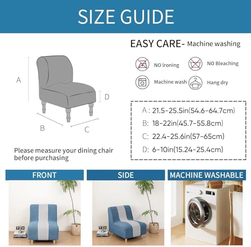 Lavish Cover Armless Chair Slipcover in Blue and Light Grey