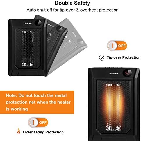COSTWAY Electric Space Heater with 1500W Fast Heating and 12H Timer