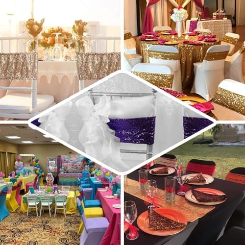 Efavormart 5 Pack Burgundy Sequin Chair Sashes 1