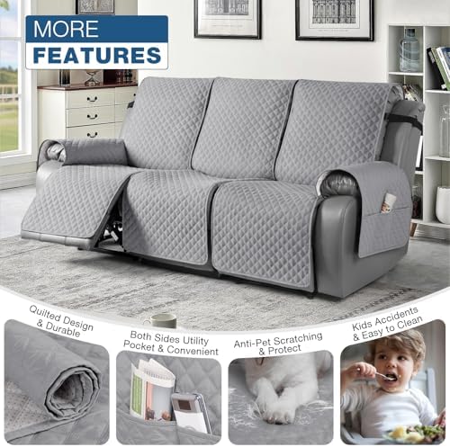TAOCOCO 3 Seater Recliner Sofa Slipcover Light Gray