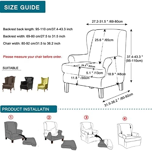 KRFOONN Stretch Wingback Chair Slipcovers 2 Piece Set