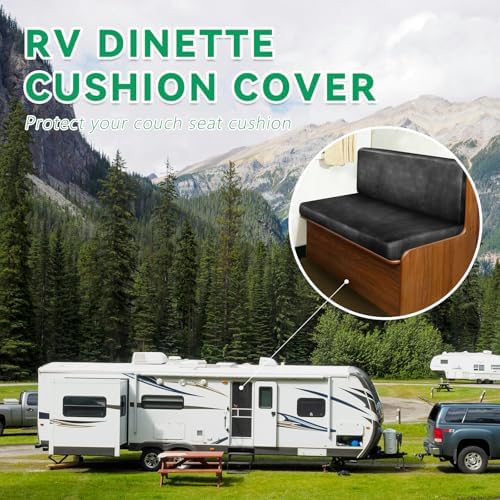 Leather Like RV Dinette Cushion Covers - Dark Gray 2 Backrest 2 Bench
