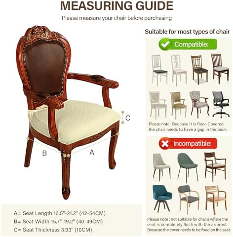 CZL Dining Chair Seat Covers Set of 6 Beige