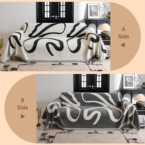MYSKY HOME 91 x 150 Black Curve Sofa Slipcover