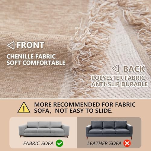 MEETSKY Sofa Cover for 2 Cushion Couch 71x118 Khaki