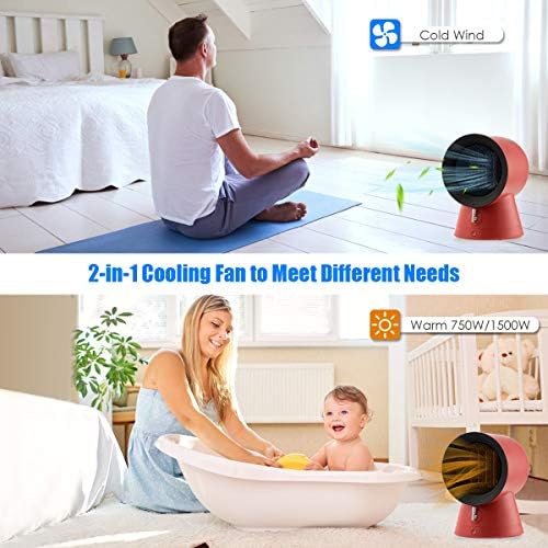 GOFLAME 2-In-1 Space Heater Fan for Home and Office