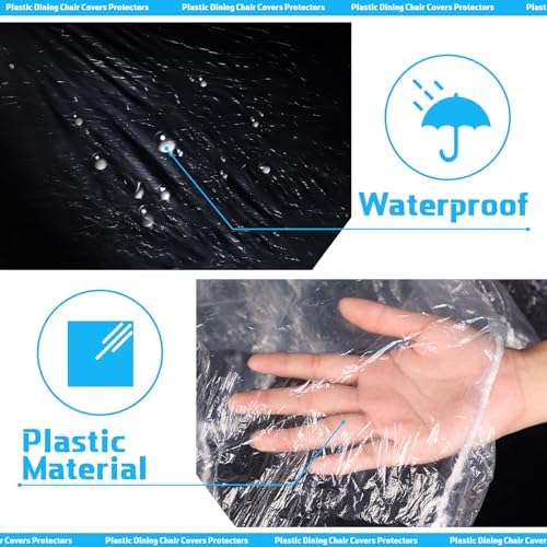4 Pcs Plastic Chair Covers Clear Waterproof Protector