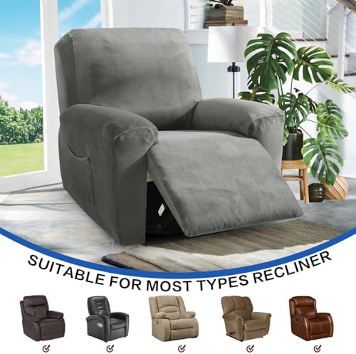 MAXIJIN Velvet 4-Piece Recliner Slipcover Set