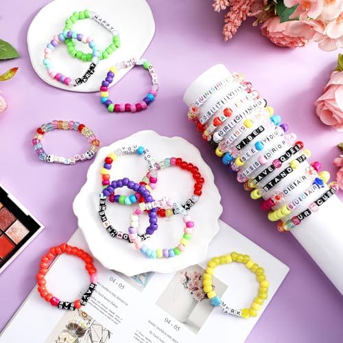 24 Pcs Alphabet Bracelets Rave Kandi Accessories