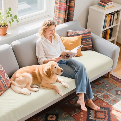 Hokway Reversible Stretch Sofa Slipcover - Creamwhite Large 1