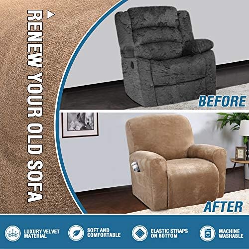 HVERSAILTEX Velvet Stretch Recliner Covers 4-Piece Set