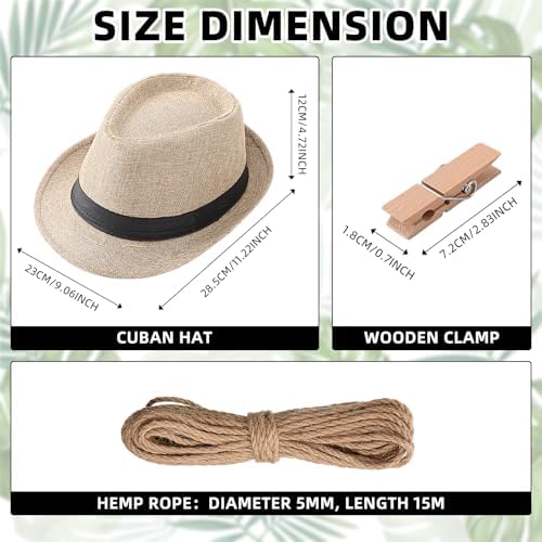 16 Piece Beige Cuban Hat Set for Men Women