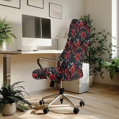 Talayituse Rose Spider Web Print Chair Covers for Office and Home Use