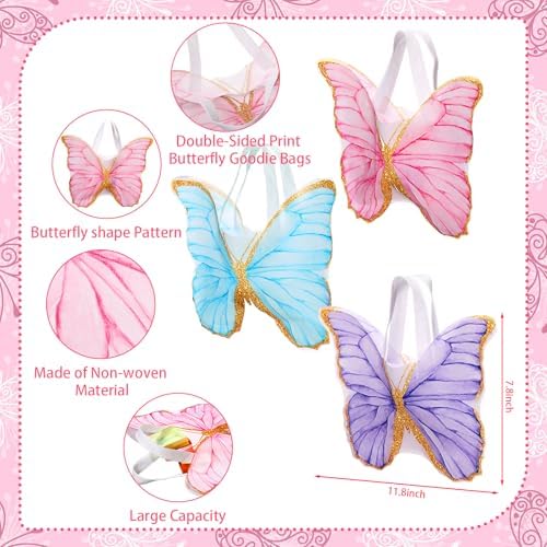 Silkfly 24 Piece Butterfly Party Favor Tote Bags