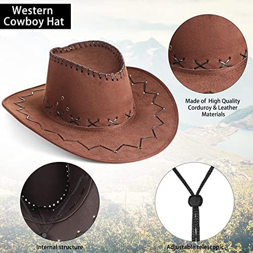 Zhanmai 12 Piece Western Cowboy Hats and Bandanas Set