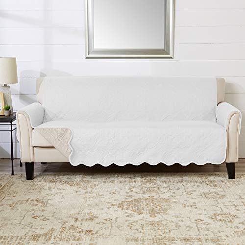 Great Bay Home Elenor Collection Sofa Slipcover White Sand 1