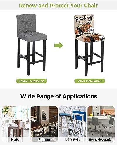 Halloween Bar Stool Covers Set of 2 with Backs