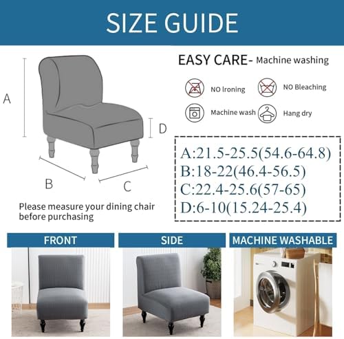 LavishCover Armless Accent Chair Slipcover - Dark Grey 1pc