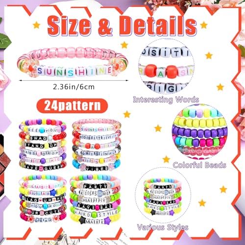 24 Pcs Alphabet Bracelets Rave Kandi Accessories
