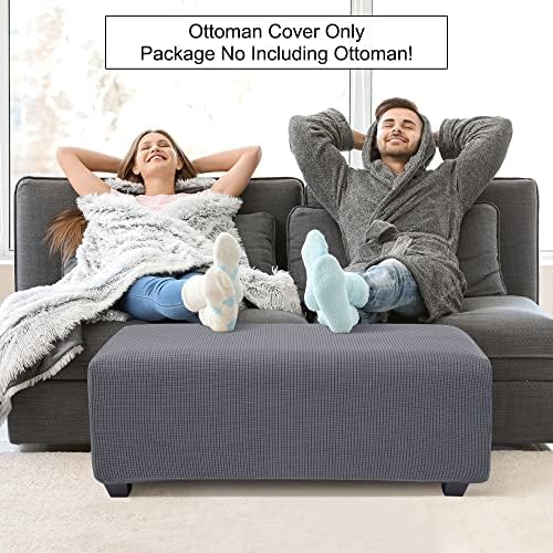 PiccoCasa High Stretch Ottoman Cover Large Dark Gray