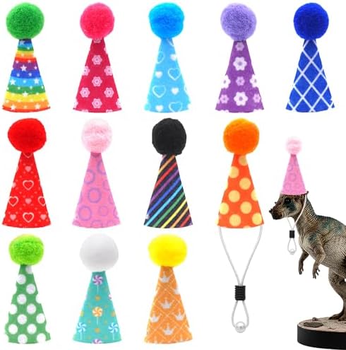 12 Pcs Mini Felt Party Hats with Pom Poms