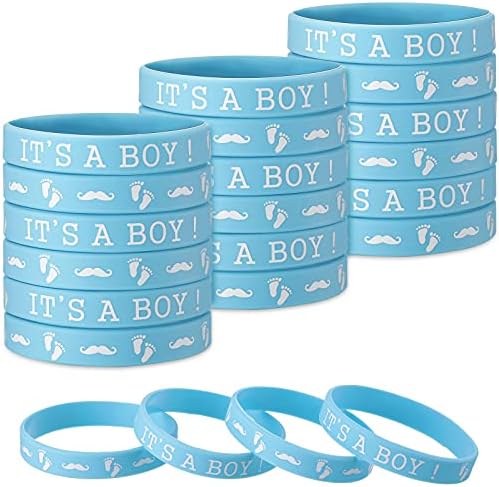 Baby Shower Gender Reveal Silicone Wristbands 30 Pack Boy Style