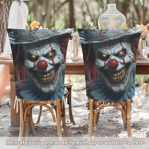 2 Pcs Clown Halloween Chair Back Covers for Dining Chairs