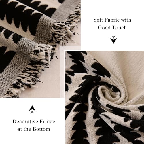 ELEOPTION Sofa Cover Blanket with Tassel 71x118 Black