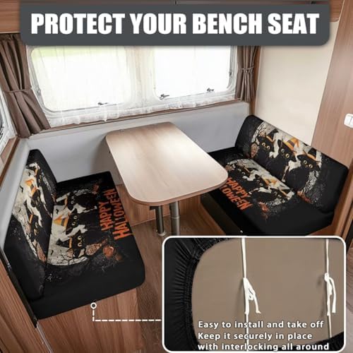 Wetoricau Cat Halloween Pattern 2PCS Sofa Slipcover