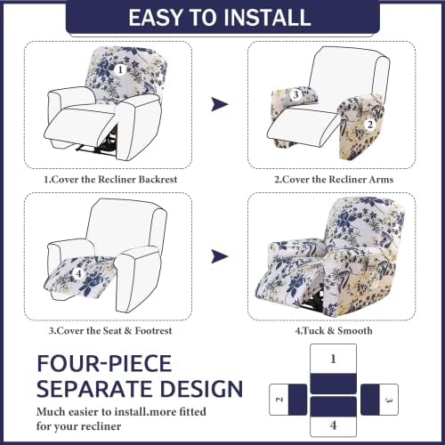 Iauddy 4-Piece Recliner Slipcover Set