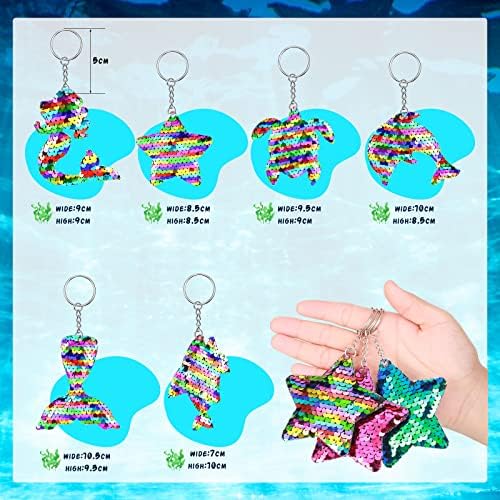 Batiyeer 24 Pcs Reversible Mermaid Sequin Keychains