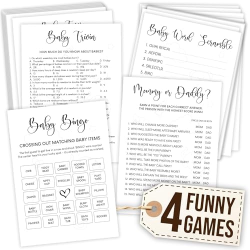 Funny Baby Shower Games Gender Neutral Bingo Trivia Set