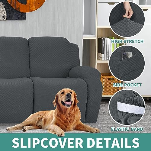 YEMYHOM 6 Piece Stretch Loveseat Recliner Slipcover