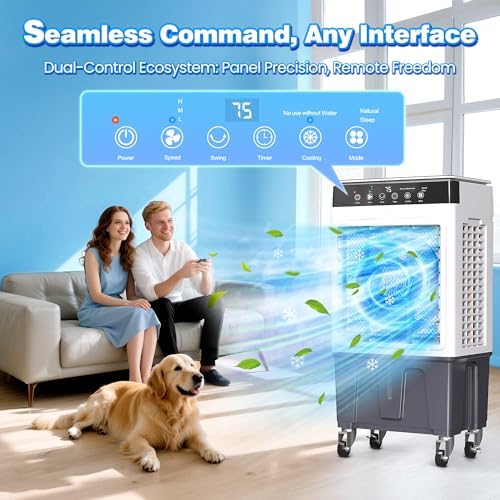 Riseon 3500CFM 3-in-1 Swamp Cooler with Remote and 65Gal Water Tank