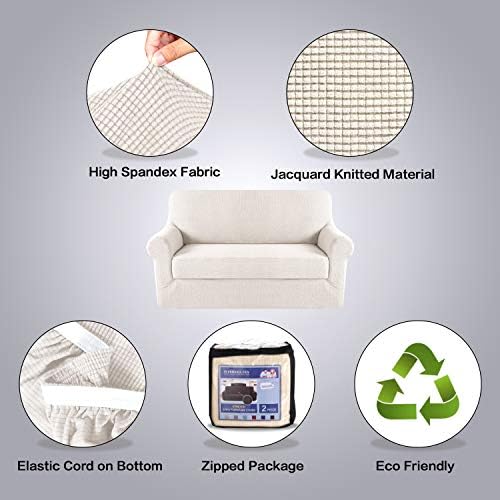 HVERSAILTEX Stretch Sofa Covers 2 Piece for 2 Cushion Couch 1