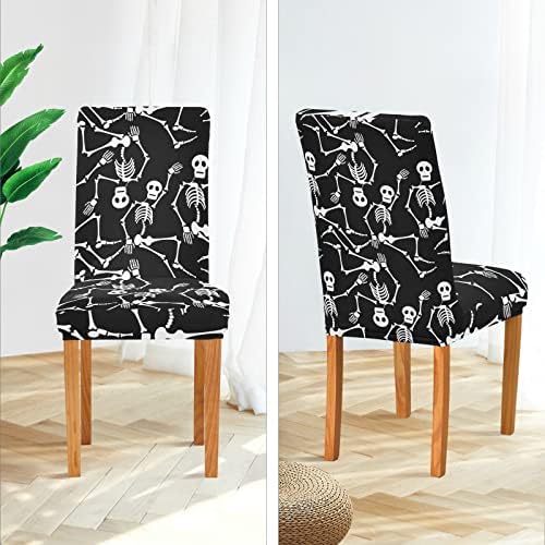Kigai Dancing Skeletons Chair Covers Set of 4 for Dining Room